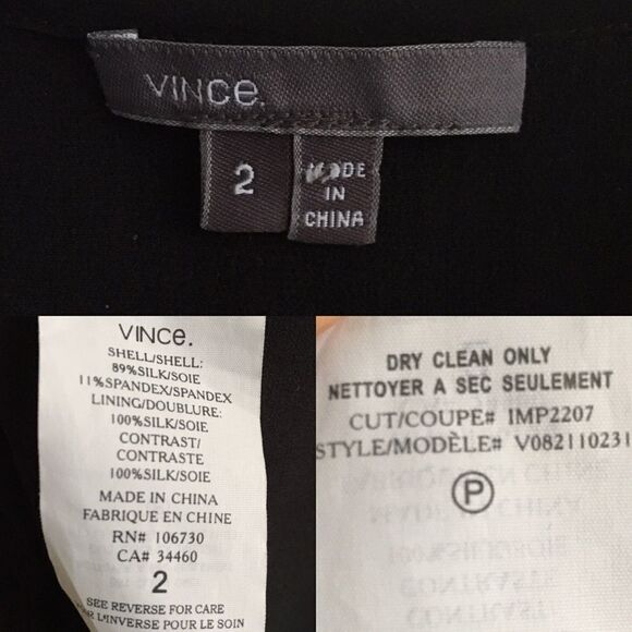 VINCE Sleeveless Blouse Layered Cami Tank Top Black  2 - Picture 3 of 3